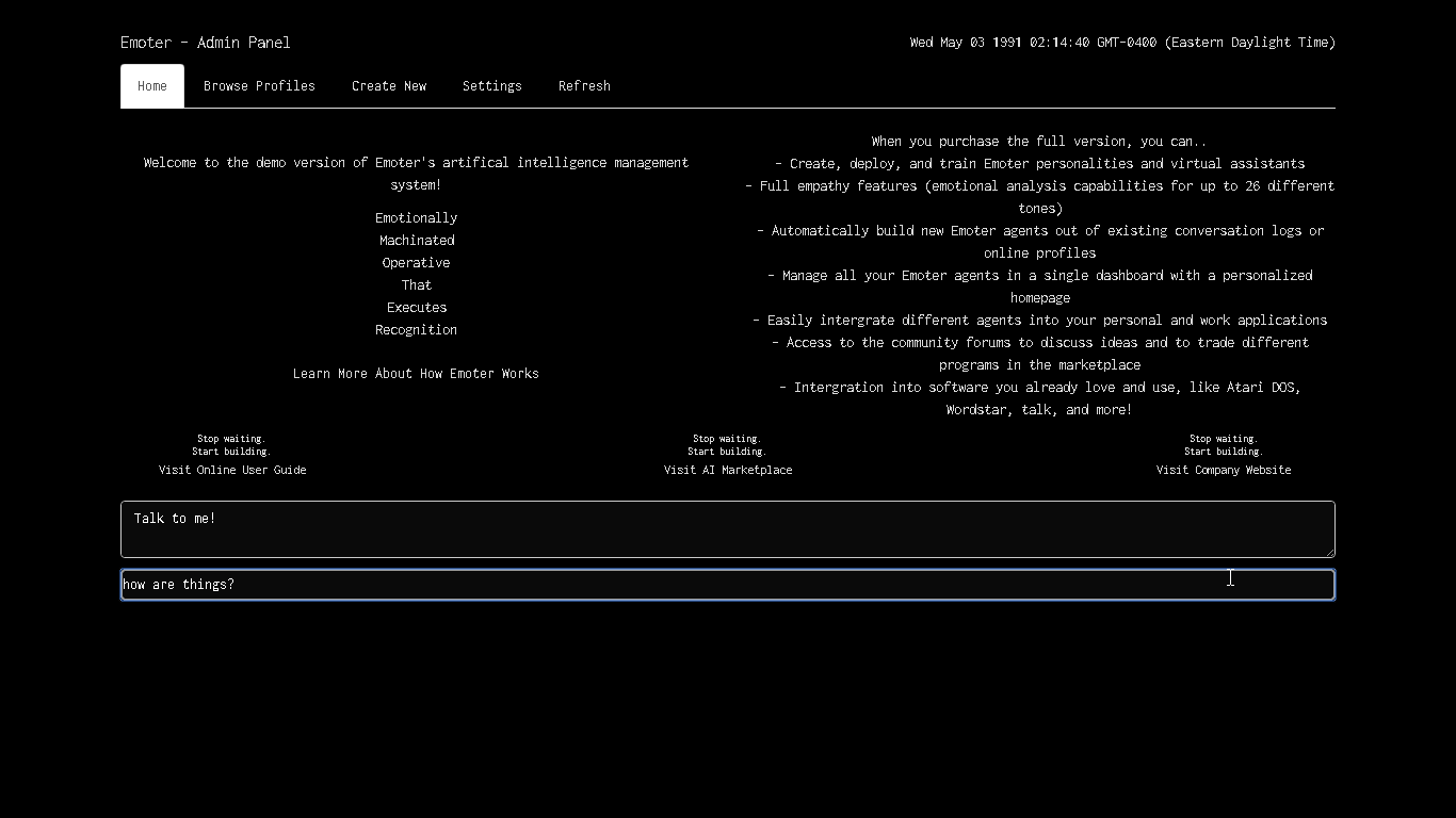 Emoter personality clone demo 1